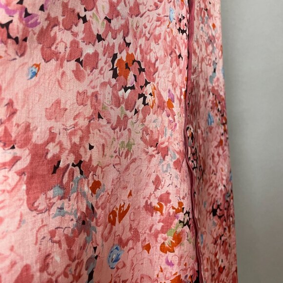 Vintage 70s Chessa Davis Skirt Maxi Hippie Floral Fringe Trim Peasant Pink Retro - Picture 13 of 15